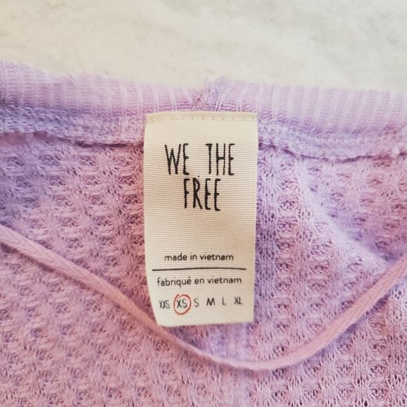 Free People Waffle Knit Ruffle Tunic Womens XS X-Small Lavender Purple Boho - Picture 3 of 11